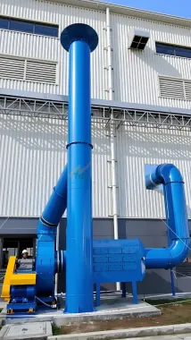 Hệ thống quạt công nghiệp kết hợp đường ống và tháp than hoạt tính
