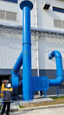 Hệ thống quạt công nghiệp kết hợp đường ống và tháp than hoạt tính